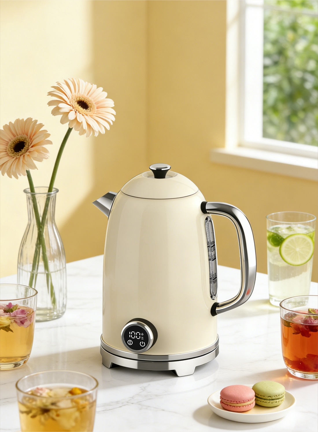 2.0L White Electric Jug Kettle with Thermometer